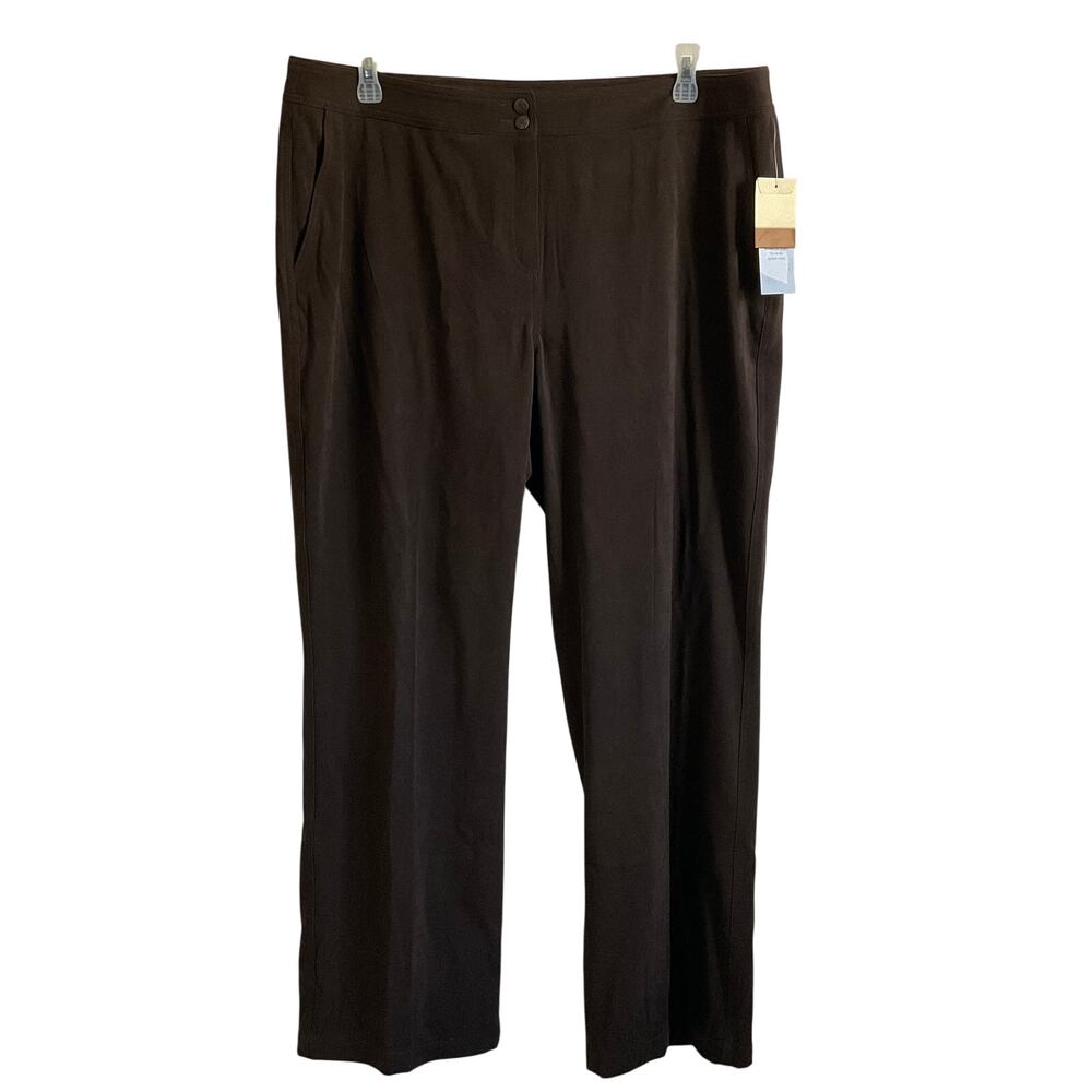 Coldwater Creek Plus Size Faux Suede Ivy Fit Straight Leg Brown Pants - 20 - NEW